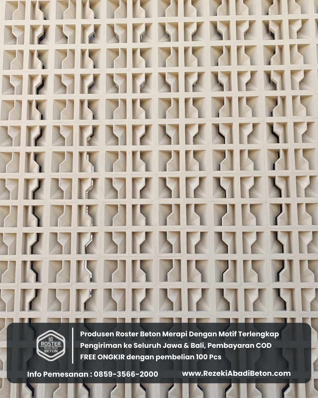 Pabrik roster beton di Tegal menyediakan motif geometri untuk fasad modern