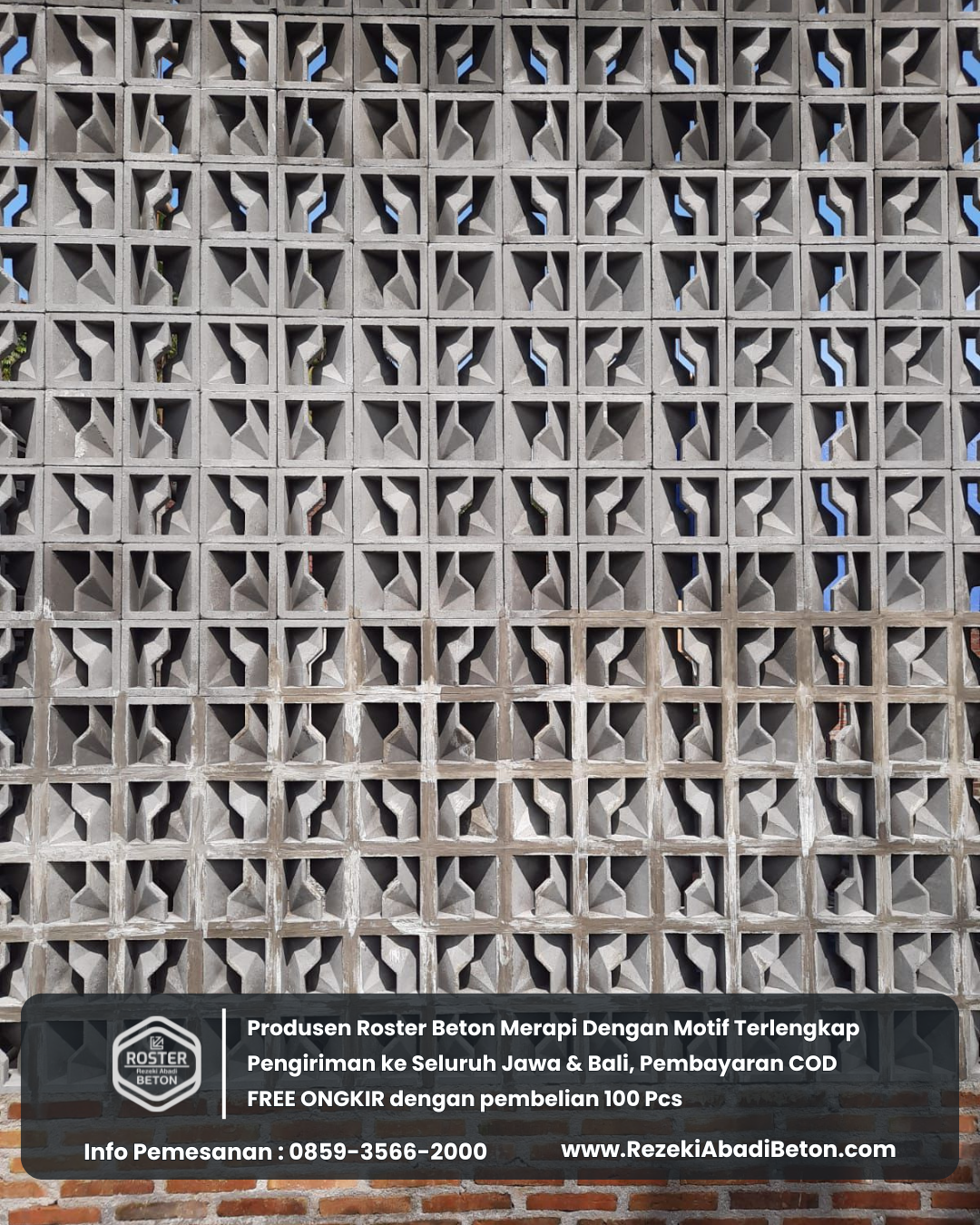 Detail kekuatan dan kepadatan roster beton yang terbuat dari pasir Merapi