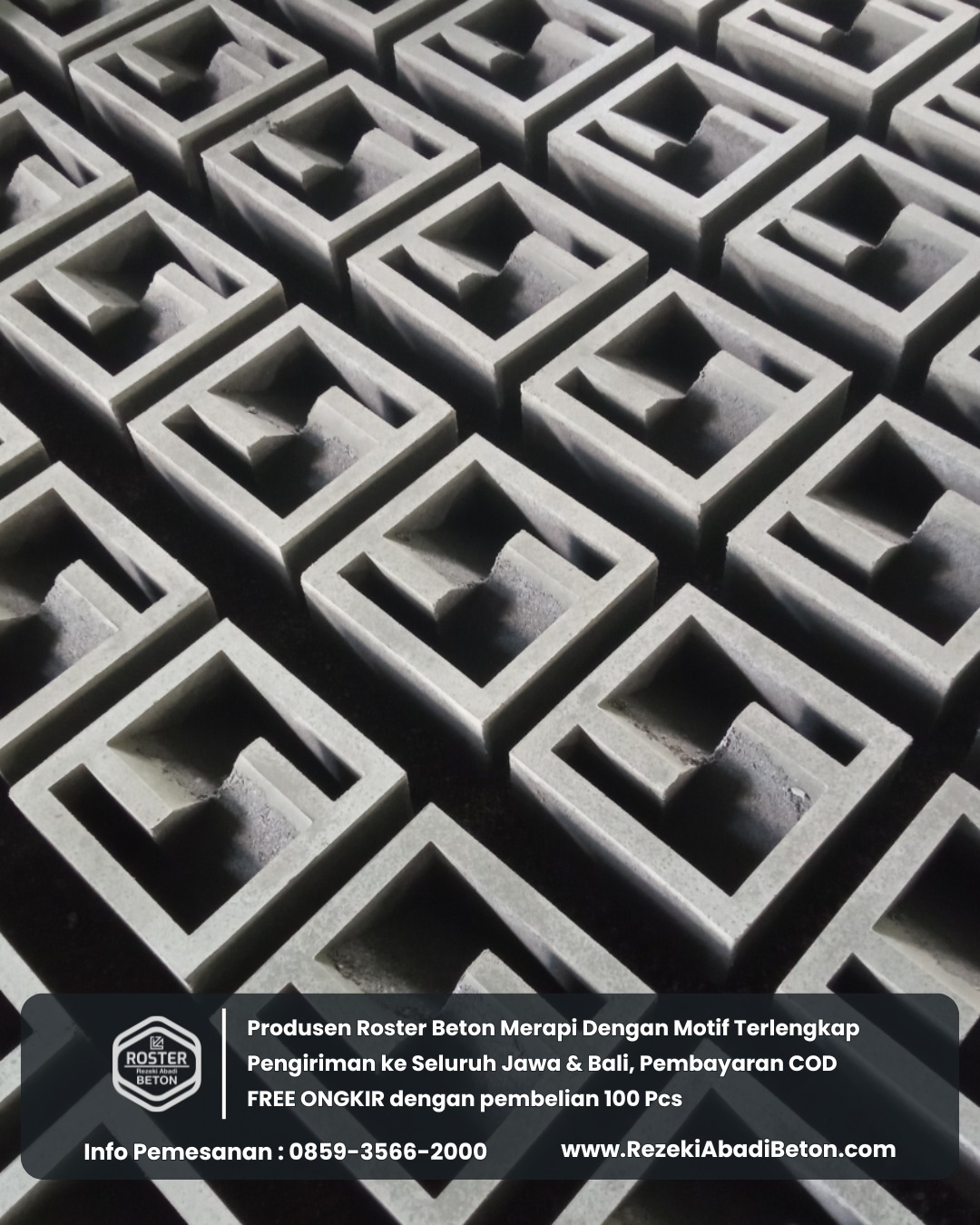 Proses produksi roster beton presisi di pabrik RezekiAbadiBeton