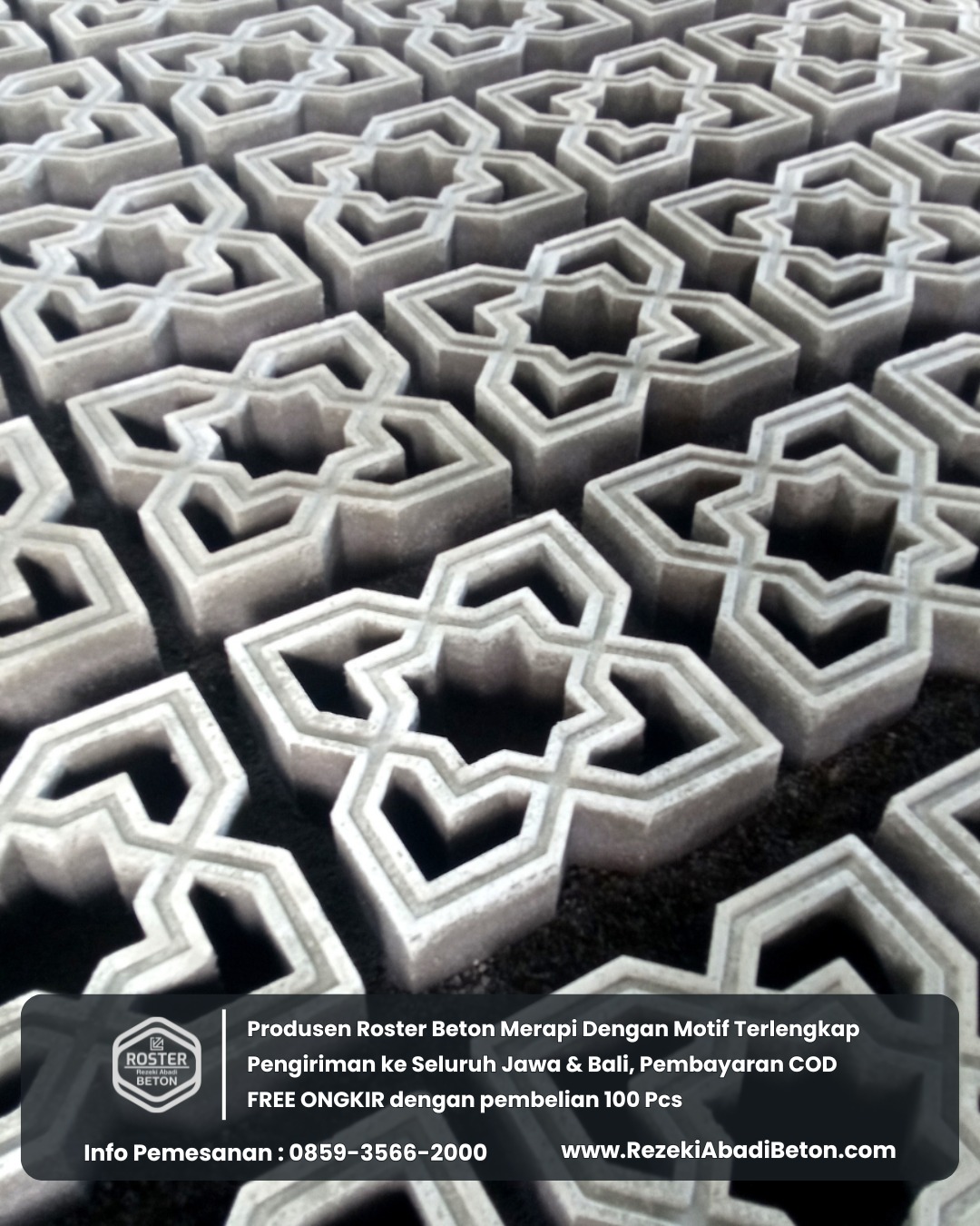 Proses produksi roster beton padat dan kuat di pabrik RezekiAbadiBeton