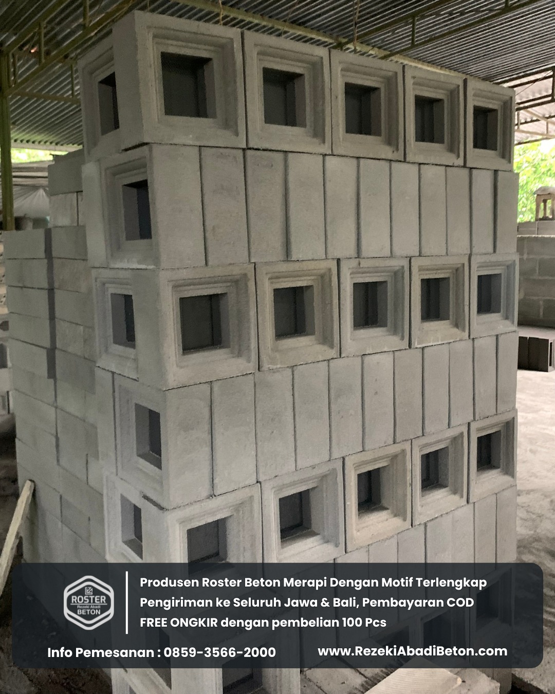 Aplikasi roster beton jaring untuk ventilasi maksimal pada bangunan di Salatiga