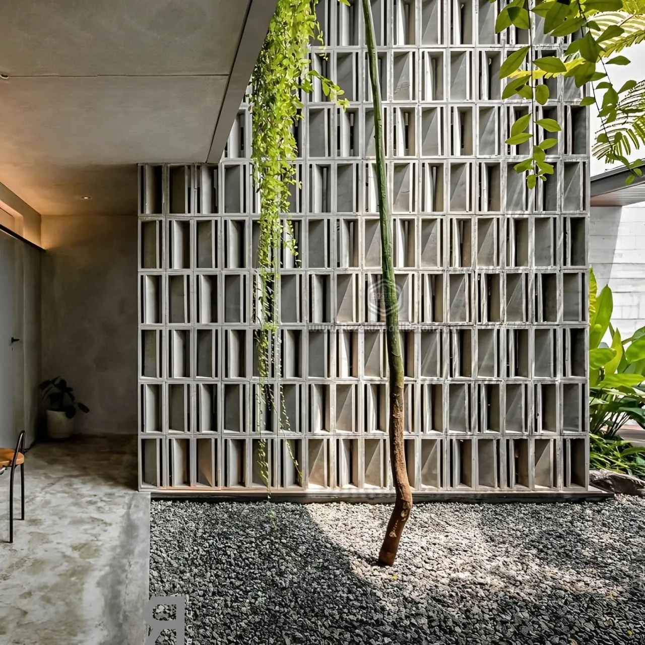 motif geometris salah satu motif roster beton di Wonosobo yang memberikan kesan modern untuk fasad rumah minimalis