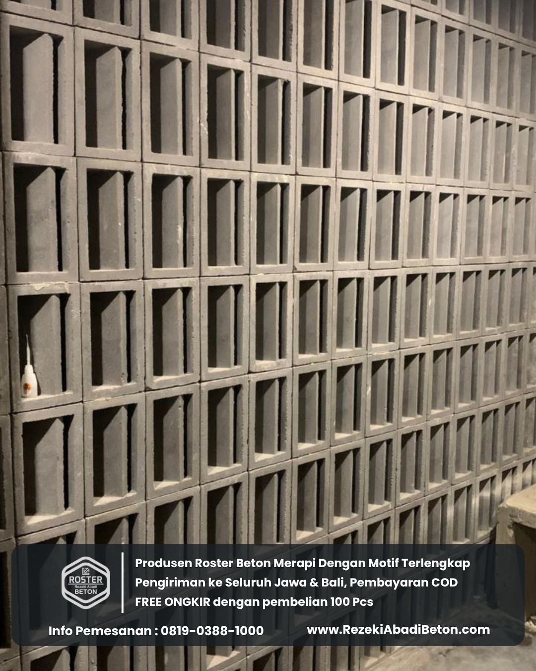 Sirkulasi udara dari roster beton menjaga dinding tetap kering dan bebas jamur.