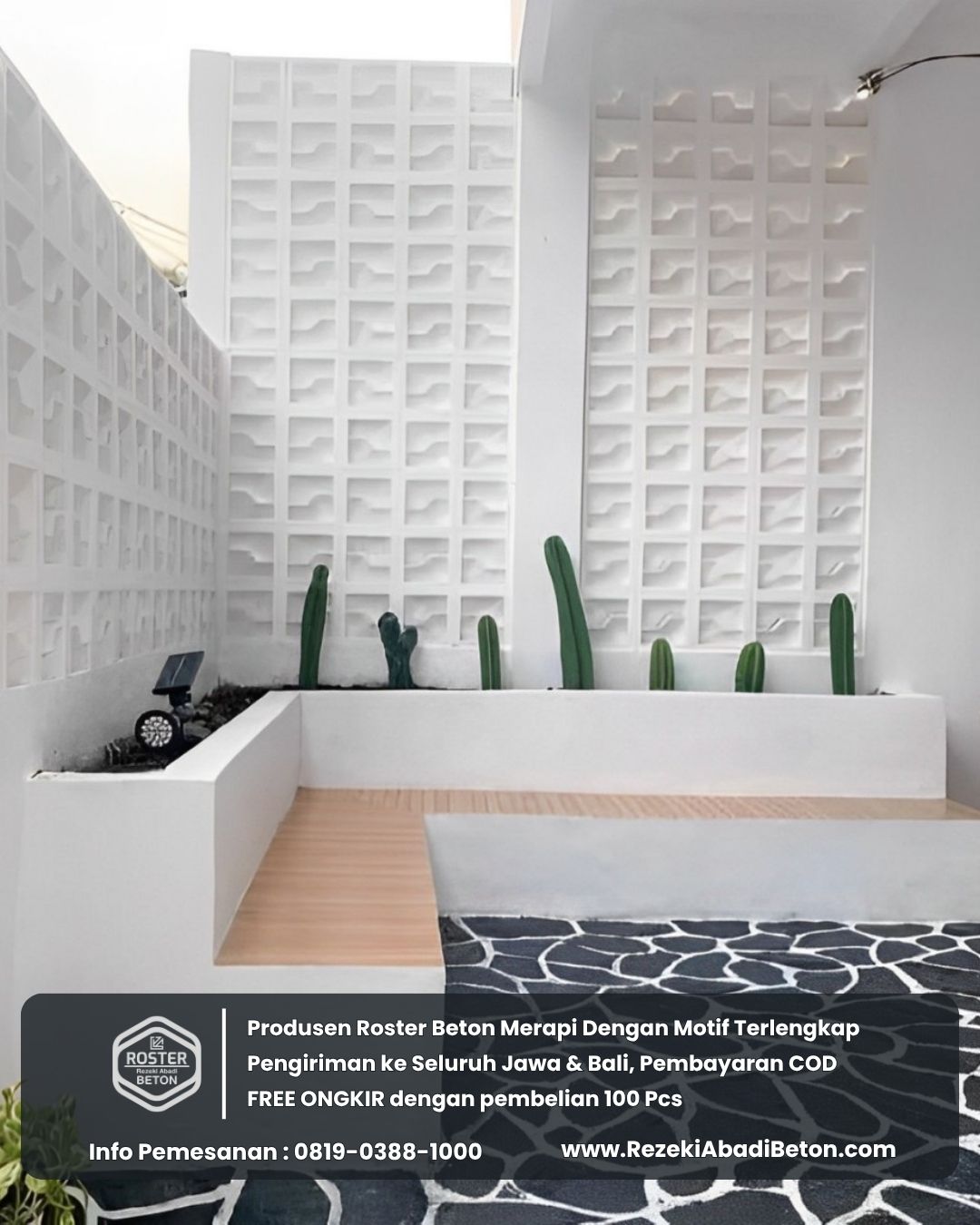 Tampilan bersih dan fungsional dari roster beton motif minimalis.