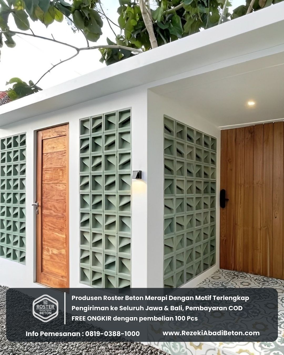 Desain fungsional roster beton anti tampias yang cocok untuk iklim tropis Pemalang