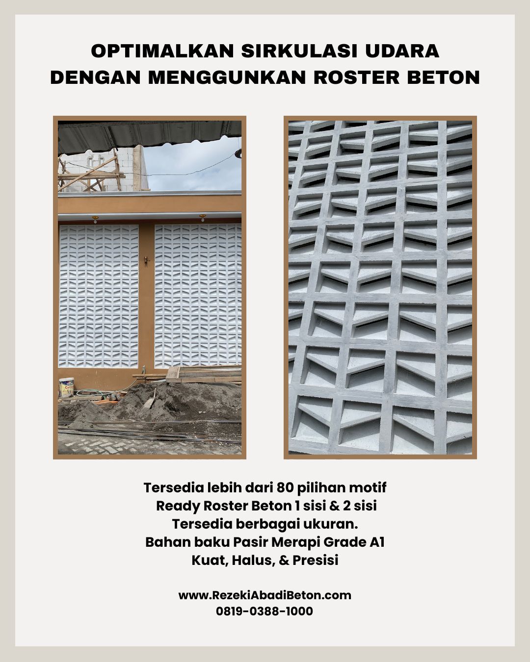 Beragam koleksi roster beton di Kudus dari RezekiAbadiBeton.com