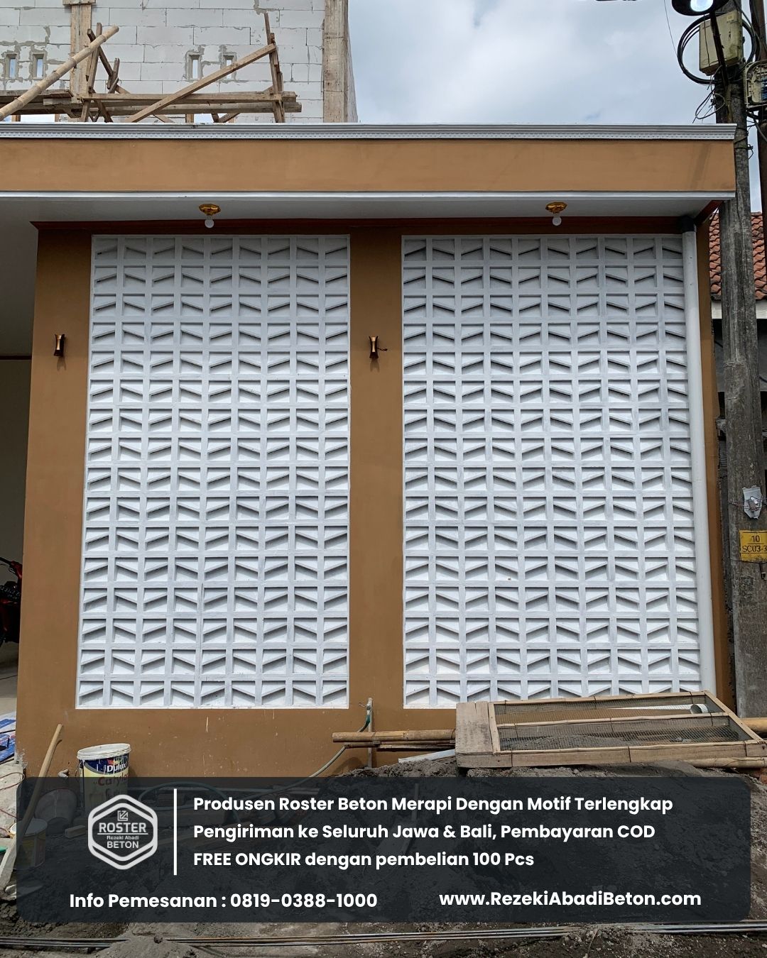 Desain fungsional roster beton anti tampias cocok untuk iklim Kebumen