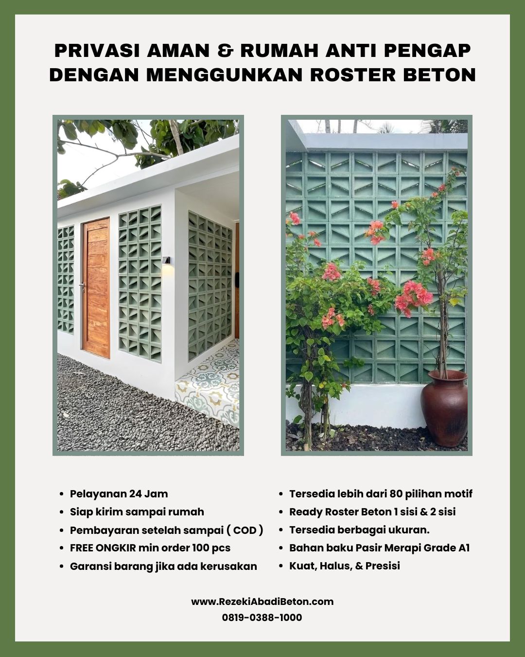 Koleksi lengkap roster beton di Pemalang dari RezekiAbadiBeton.com