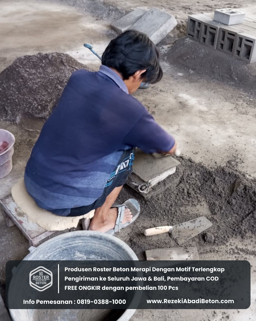 Proses produksi roster beton di pabrik kami dengan quality control yang ketat