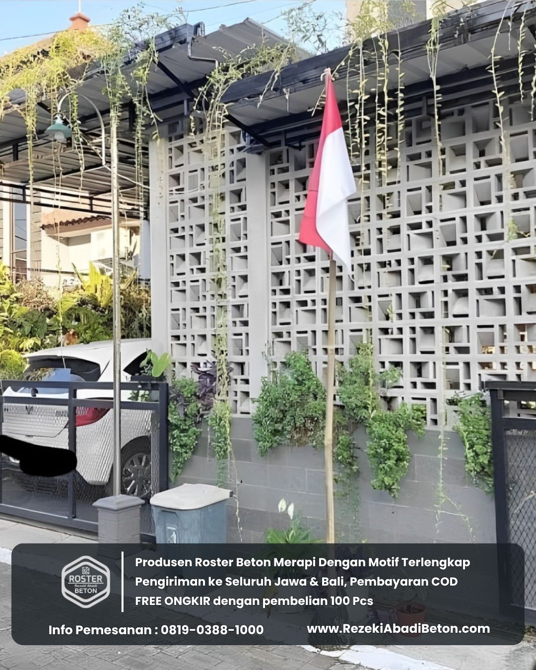 Ilustrasi rumah yang sejuk di Kendal berkat penggunaan roster beton untuk ventilasi