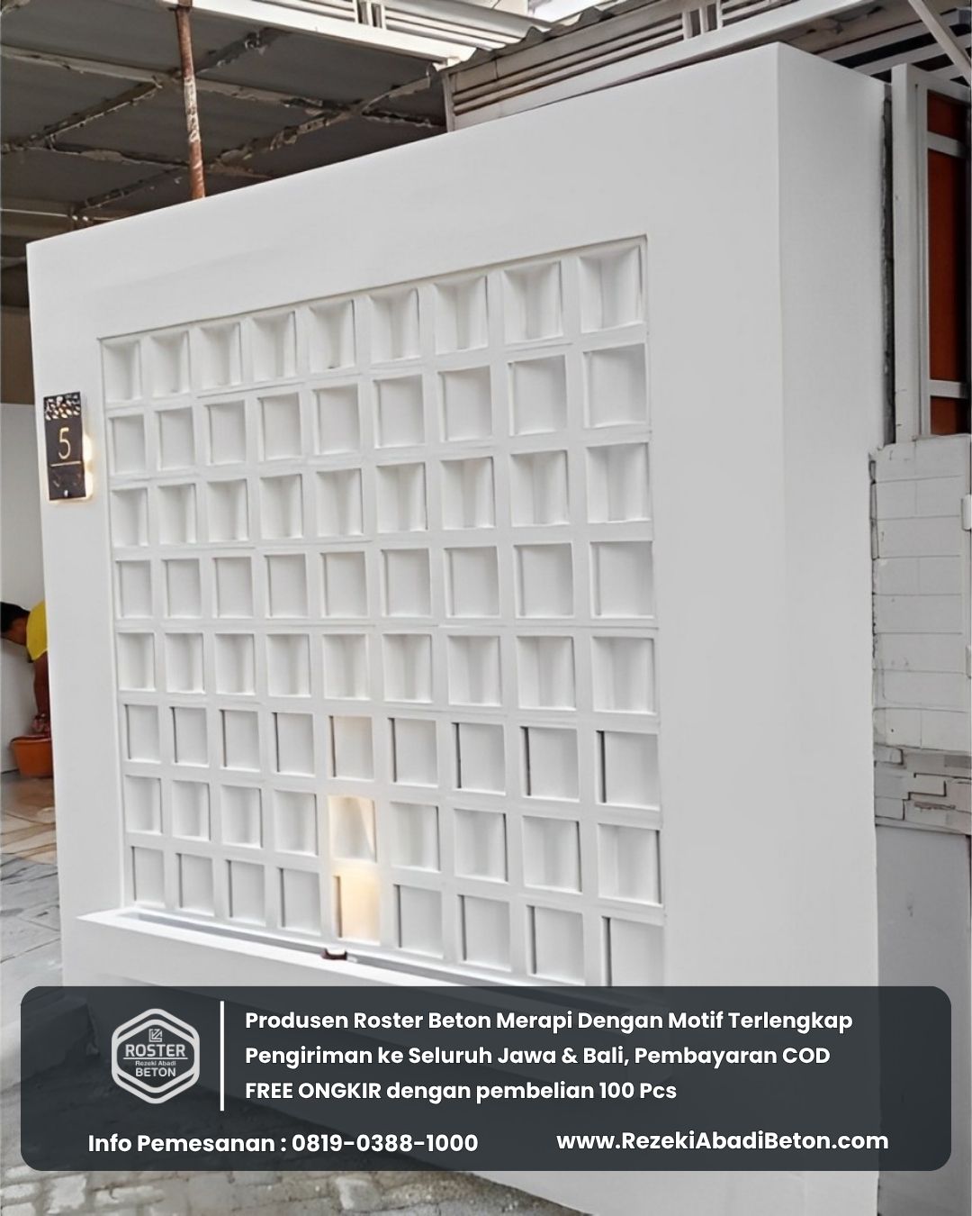 Ilustrasi rumah di Temanggung yang terang dan bebas lembap berkat roster beton