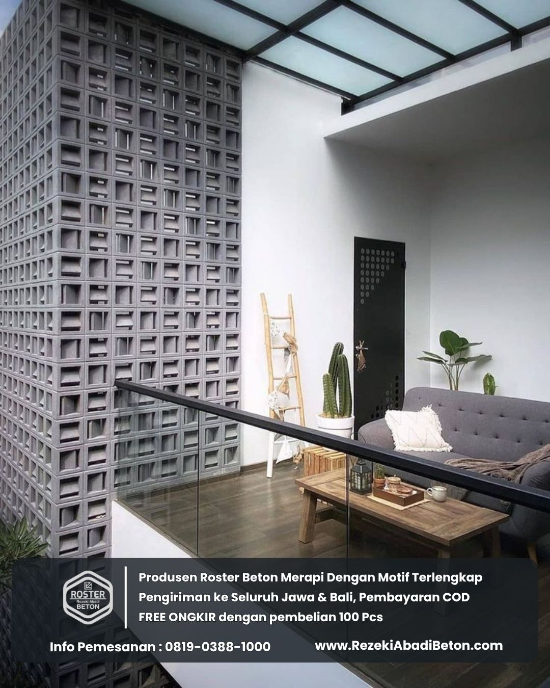 Villa atau rumah di Temanggung yang nilainya meningkat berkat desain fasad roster beton yang unik