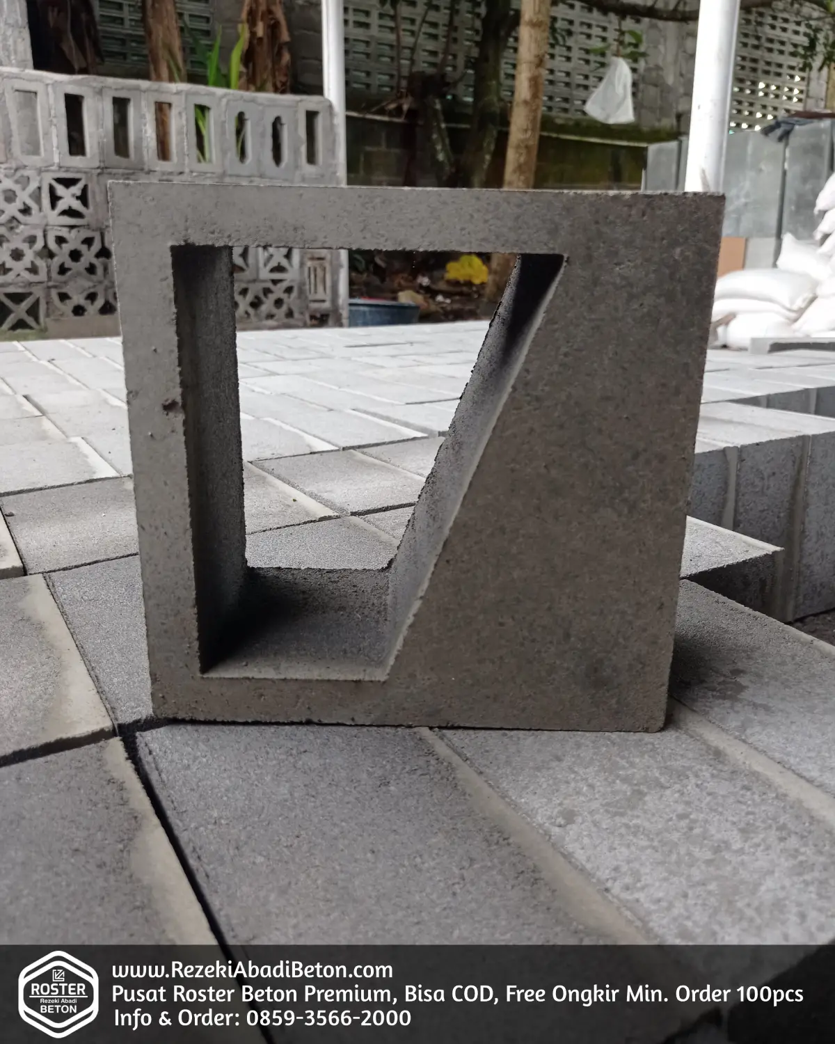 Roster Beton Trapesium ukuran 20x10x20cm di magelang
