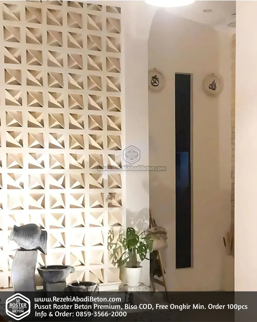 roster beton 3D untuk fasad